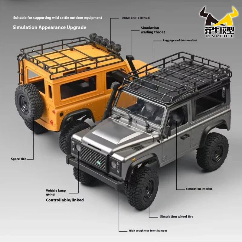 MN99s MN98 1:12 MN Model RTR Version RC Car 2.4G 4WD RC Rock Crawler Defender Remote Control Car 1/12 RC Truck Cars Toys