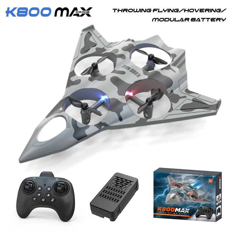 K500 MAX RC Plane Fighter 2.4G Remote Control Stunt Glider 360 ° Rolling Flight Flying EPP Foam Airplane with LED Toys