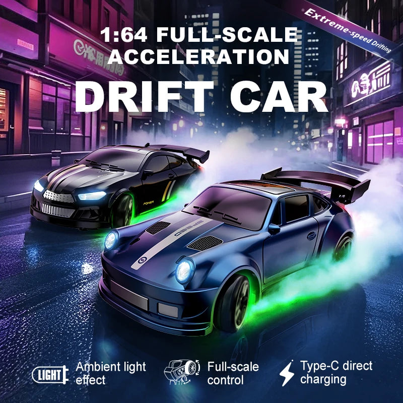 1/64 Scale Drift RC Car - 2.4GHz Desktop Mini Racing Model with ESP, 4WD Remote Control Vehicle, Toy for Adults & Kids, Ideal Gi