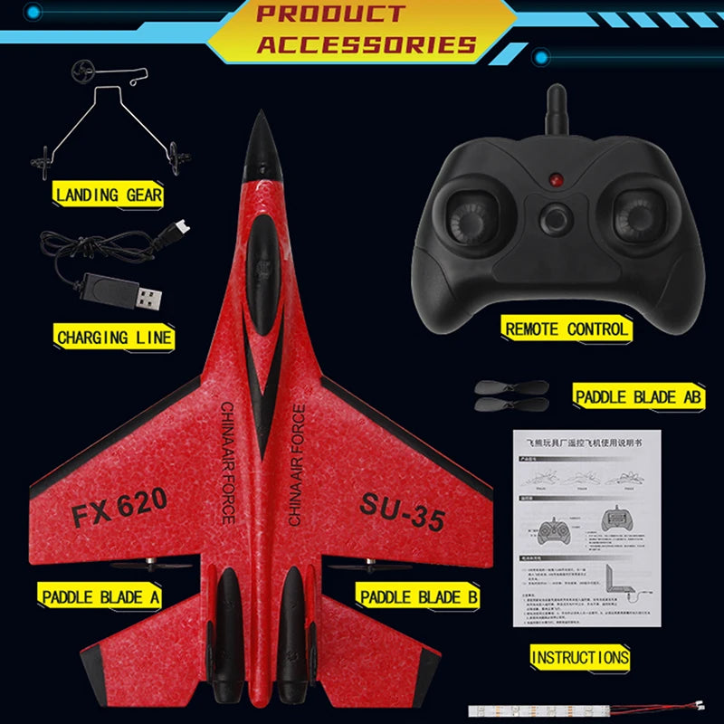 RC Foam Aircraft SU35 Rc Plane 2.4G Radio Control Glider Remote Control Fighter Glider Airplane EPP Foam Toys