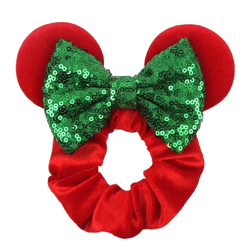 Cartoon Polka Dot Bow Hair Scrunchies Velvet Hairbands For Girls Sequins Bows Headbands Women Kids Party DIY Decoration
