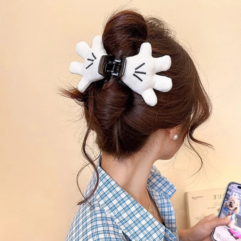 Cute Mickey Palm Hair Claw Clips For Women Creative Hairclips Girls Mickey Hand Hairpin Small Funny Claw Clip Hair Accessories