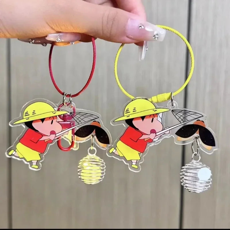 Crayon Shin Chan Acrylic Keychain Anime Figures Firefly Keyrings Backpack Gift for Boy Girl Children Couple Birthday Halloween