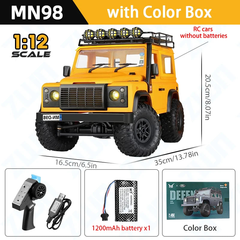 MN99s MN98 1:12 MN Model RTR Version RC Car 2.4G 4WD RC Rock Crawler Defender Remote Control Car 1/12 RC Truck Cars Toys