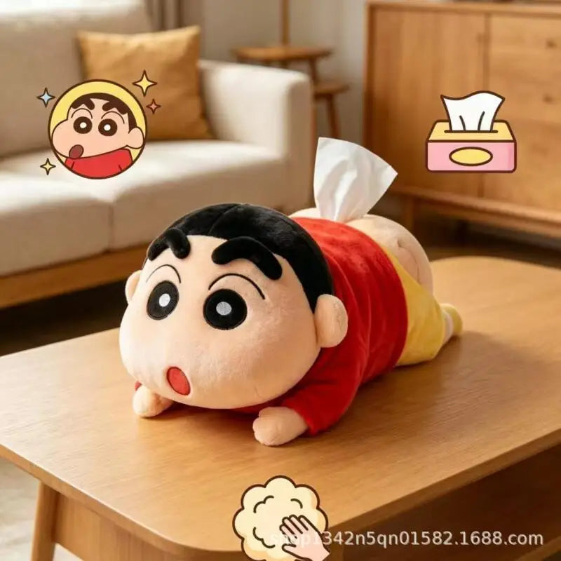 Kawaii Shin Chan Plush Car Tissue Box Hanging Doll Cute Auto Interior Decor Backpack Accessory Holiday Souvenir Present Gift