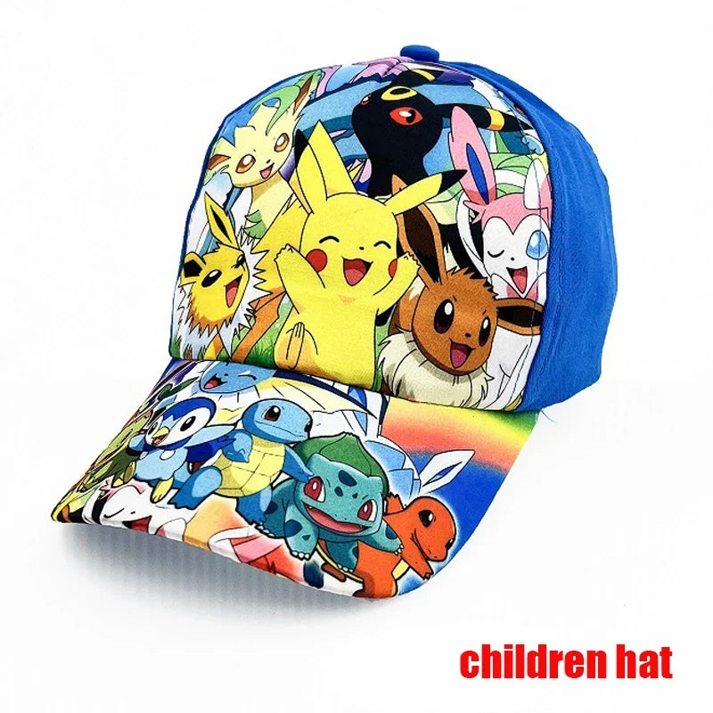 Anime Figure Pokemon Baseball Cap Pikachu Hat Adjustable Pokemon Cosplay Hip Hop Cartoon Adult Hats Boy Girl Kids Birthday Gifts