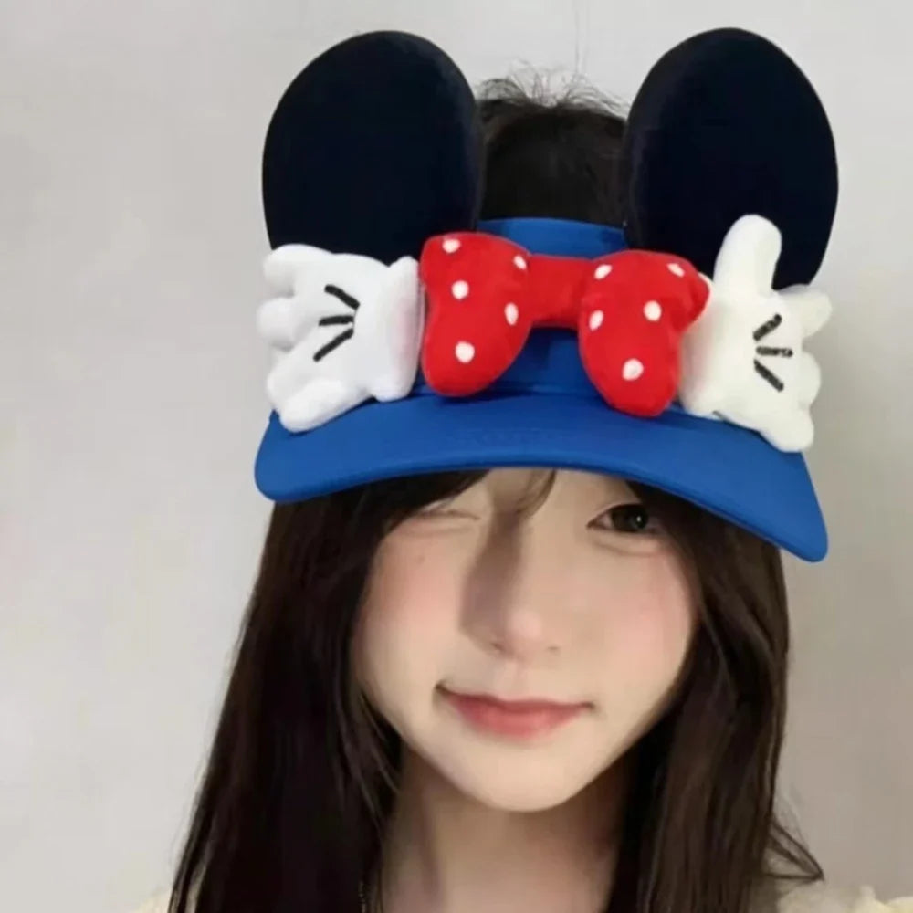 Cute Cartoon Mickey Hat Women's New Summer Fashion and Versatile Travel Sun Protection Peaked Hat Suitable for Outdoor Travel