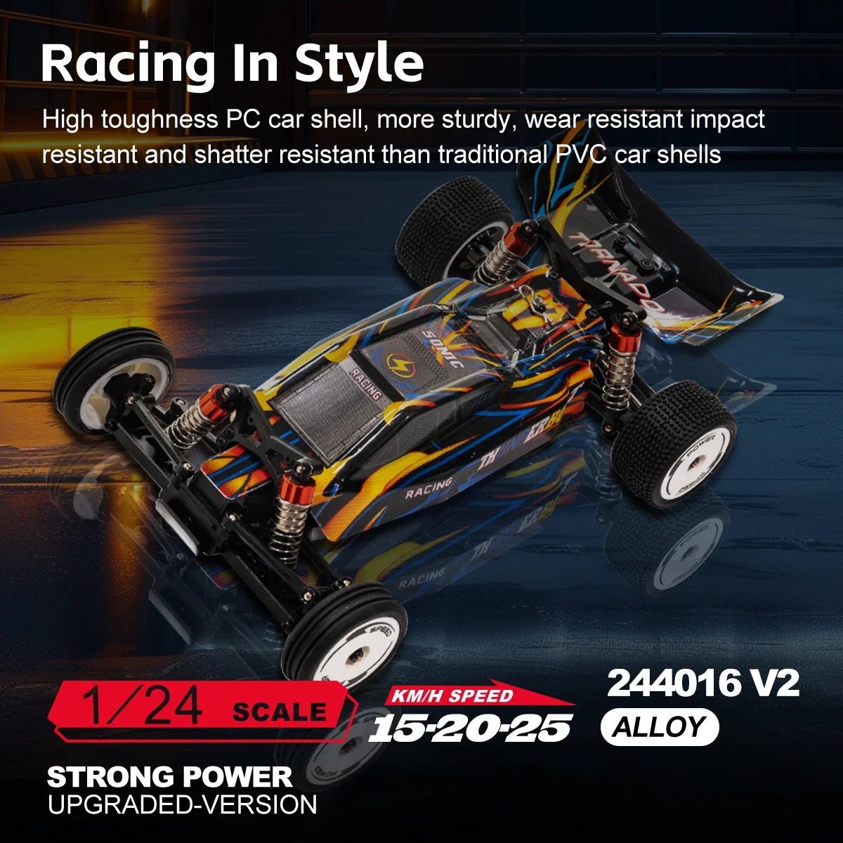 WLtoys 244016 V2 2.4G High Speed Racing Car 2WD 25KM/H 1:24 Gyro Full Scale Remote Control Car Competitive Vehicle Toys For Kid