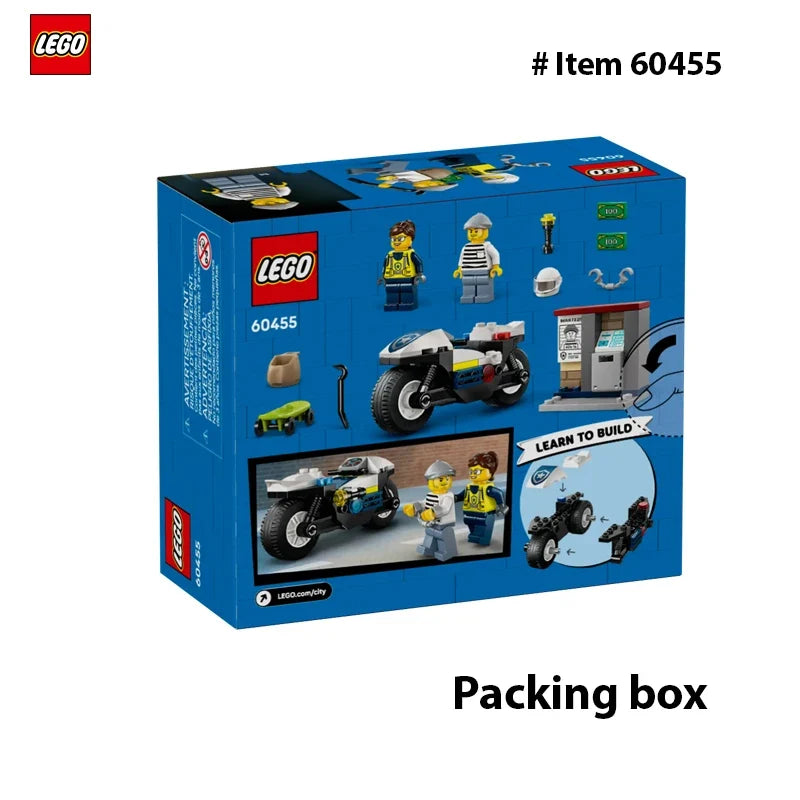 LEGO 60455 City Police Motorcycle Chase Building Toy for Kids - Pretend Play Building Blocks for Boys&Girls,Gift for Birthdays