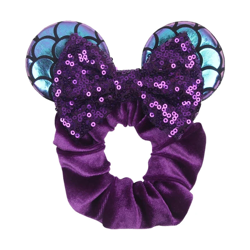 Cartoon Polka Dot Bow Hair Scrunchies Velvet Hairbands For Girls Sequins Bows Headbands Women Kids Party DIY Decoration