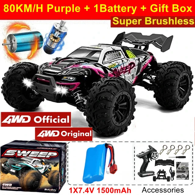 4WD Remote Control Car Off Road 4x4 RC Car High Speed Buggy Truck Super Brushless 50 or 80KM/H Fast Drift Racing Toy Gift