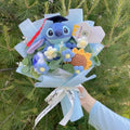Genuine Amine Stitch Plush Dolls With Sunflowers Roses Creative Bouquets Christmas Birthday Graduation Valentine Gifts