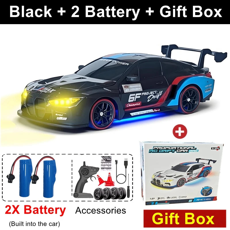 4WD RC Drift Car 1:24 Remote Control Racing Car for Adults Kids 20KM/H High Speed Vehicle with LED Lights 2.4G Radio 4x4 Cars