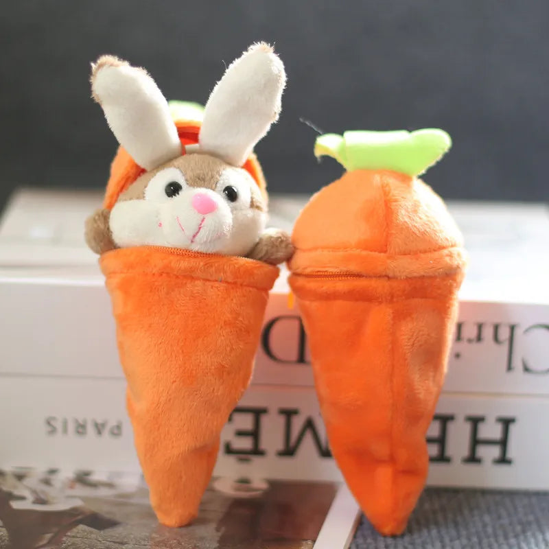 Kawaii Rabbit Carrot Plush Pendant Detachable Cute Bunny Vegetable Stuffed Keychain Bag Charm Car Hanging Gift for Kids