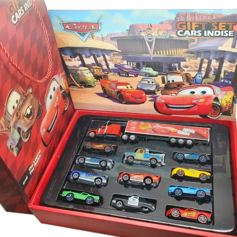 12Pcs Disney Pixar Cars Gift Box Metal Diecast lightning McQueen Car Model Toy Jackson Uncle Truck Boy Birthday Toys