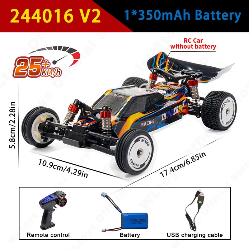 WLtoys 244016 V2 2.4G High Speed Racing Car 2WD 25KM/H 1:24 Gyro Full Scale Remote Control Car Competitive Vehicle Toys For Kid