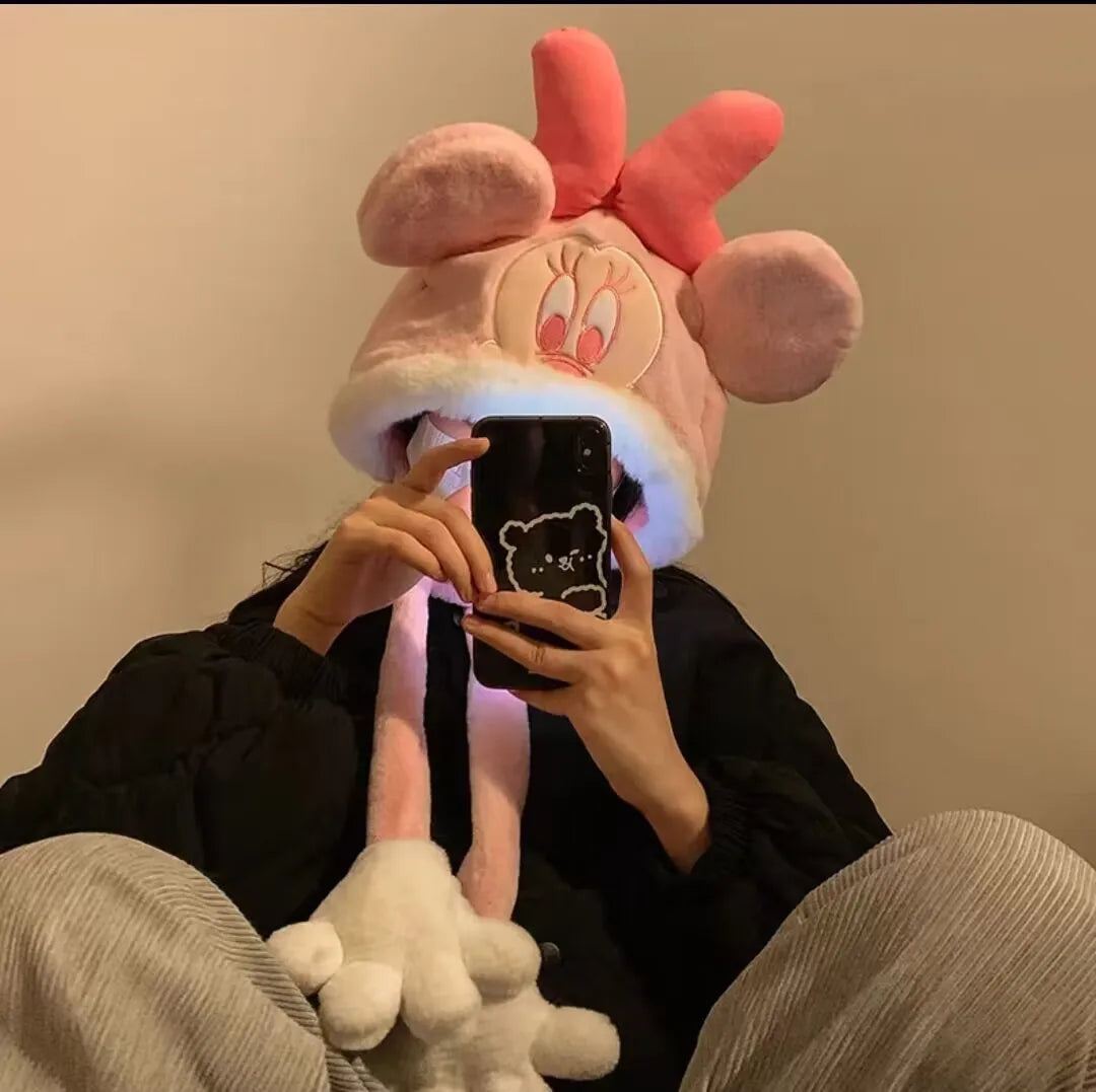 Kawaii Winter Warm Plush Hat Minnie Mickey Mouse Figure Soft Cap For Adults Christmas Gifts