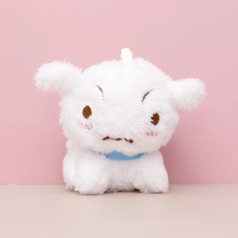 12CM Anime Crayon Shin-chan Nohara Shiro white dog Kawaii Q version Figure Keychain backpack pendant Model Plush Toys Doll Gifts
