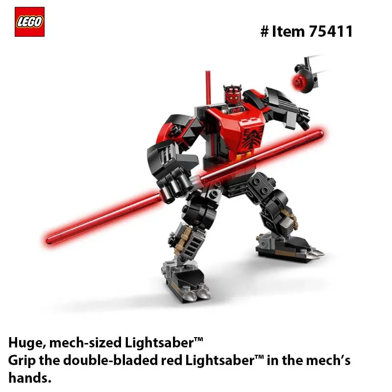 LEGO 75411 Star Wars Darth Maul Mech Building Toy with Pretend Play Lightsaber - Birthday Gift Idea for Boys and Girls, Ages 6+
