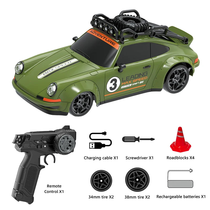 2026 New RC Car 1/18 Retro Remote Control Cars with Lights Racing Vehicle 2.4G Radio High Speed Drift Model Toys for Boys Gifts
