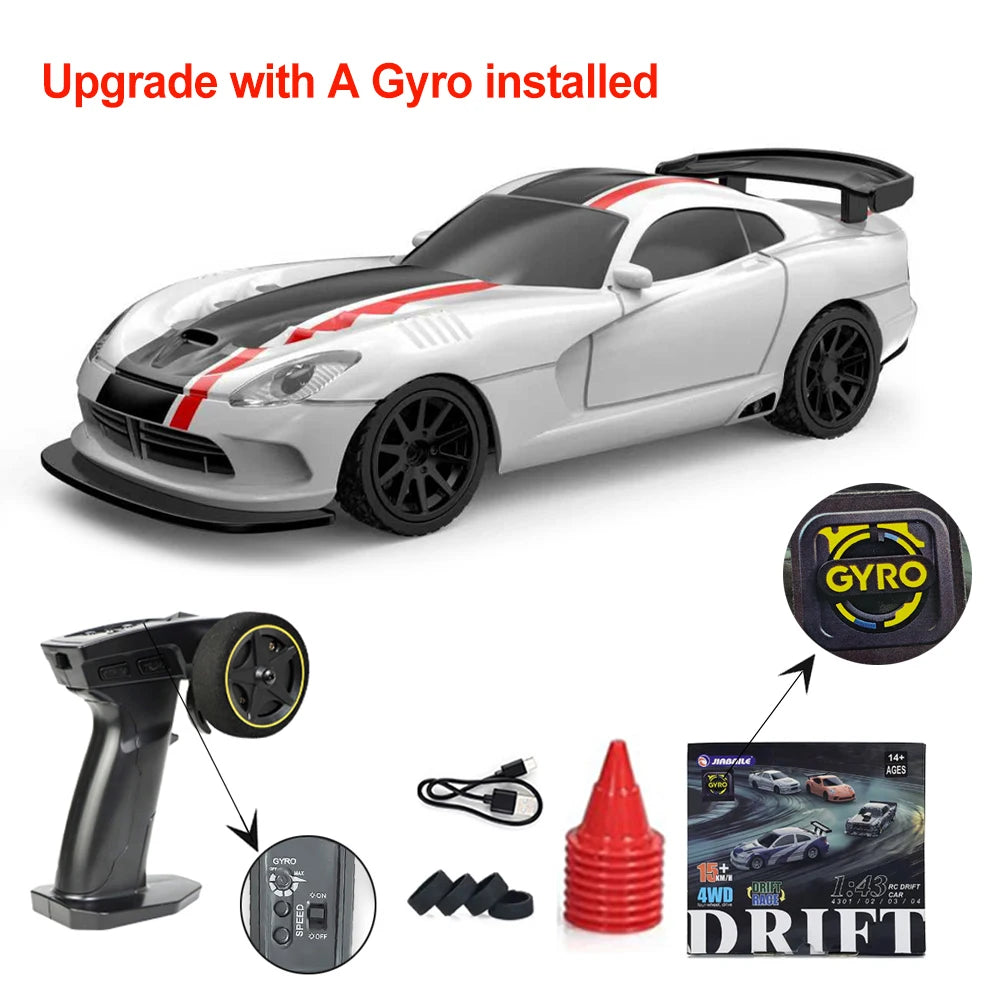 Upgraded Gyro 1/43 RC Drifting Car Racing RTR 4WD High Speed Radio Control Model 2.4G Drift Race Vehicle Mini Gifts