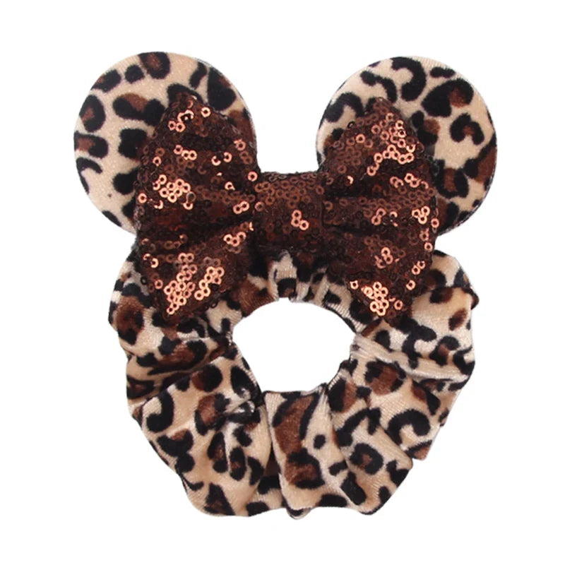 Cartoon Polka Dot Bow Hair Scrunchies Velvet Hairbands For Girls Sequins Bows Headbands Women Kids Party DIY Decoration