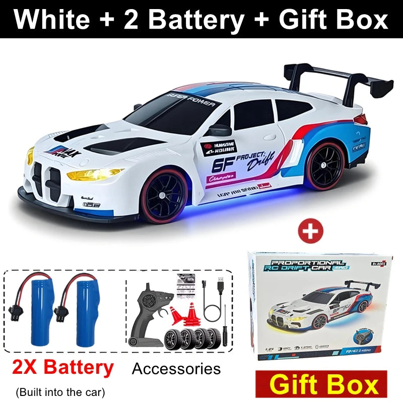 4WD RC Drift Car 1:24 Remote Control Racing Car for Adults Kids 20KM/H High Speed Vehicle with LED Lights 2.4G Radio 4x4 Cars