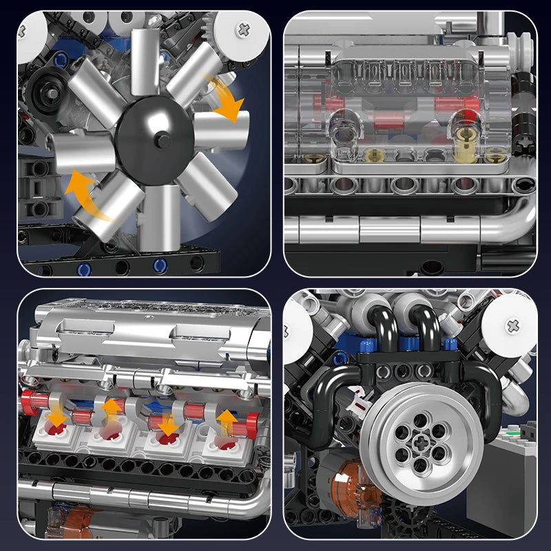 Mould King 10088 The V8 Engine Building Block Assembly Technical Car Brick Set Educational Car Engine Toys Kids Christmas Gift