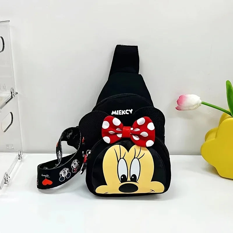 Women's Large-Capacity Single-Shoulder Bag with Cute Disney Mickey Mouse Cartoon Letters, Shoulder School Bag for Study