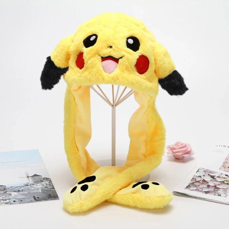 Pokemon Pikachu Plush Hat Cute Ear Shape with Light Cosplay Party Supplies Anime Peripheral Soft Cap Creative Birthday Gifts Toy