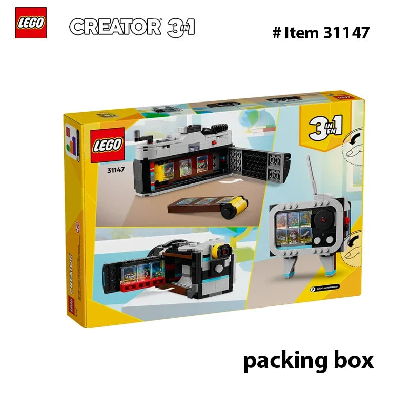 LEGO 31147 Creator 3in1 Retro Camera Toy, Retro Video Camera to Retro TV Set, Photography Gift for Boys and Girls Creative Play