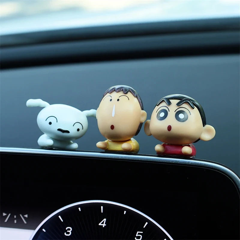 6Pcs/Set Crayon Shin Chan Kawaii Cartoon Figures Q Version Mini Action PVC Figurines Desk Decor Car Ornaments Model Dolls Gifts