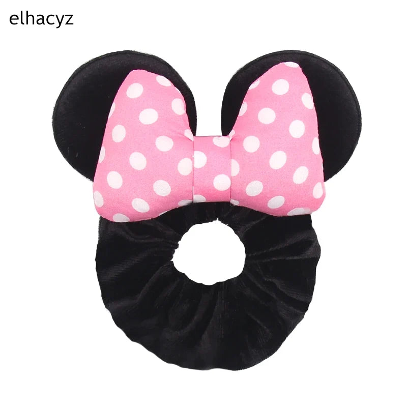 Cartoon Polka Dot Bow Hair Scrunchies Velvet Hairbands For Girls Sequins Bows Headbands Women Kids Party DIY Decoration