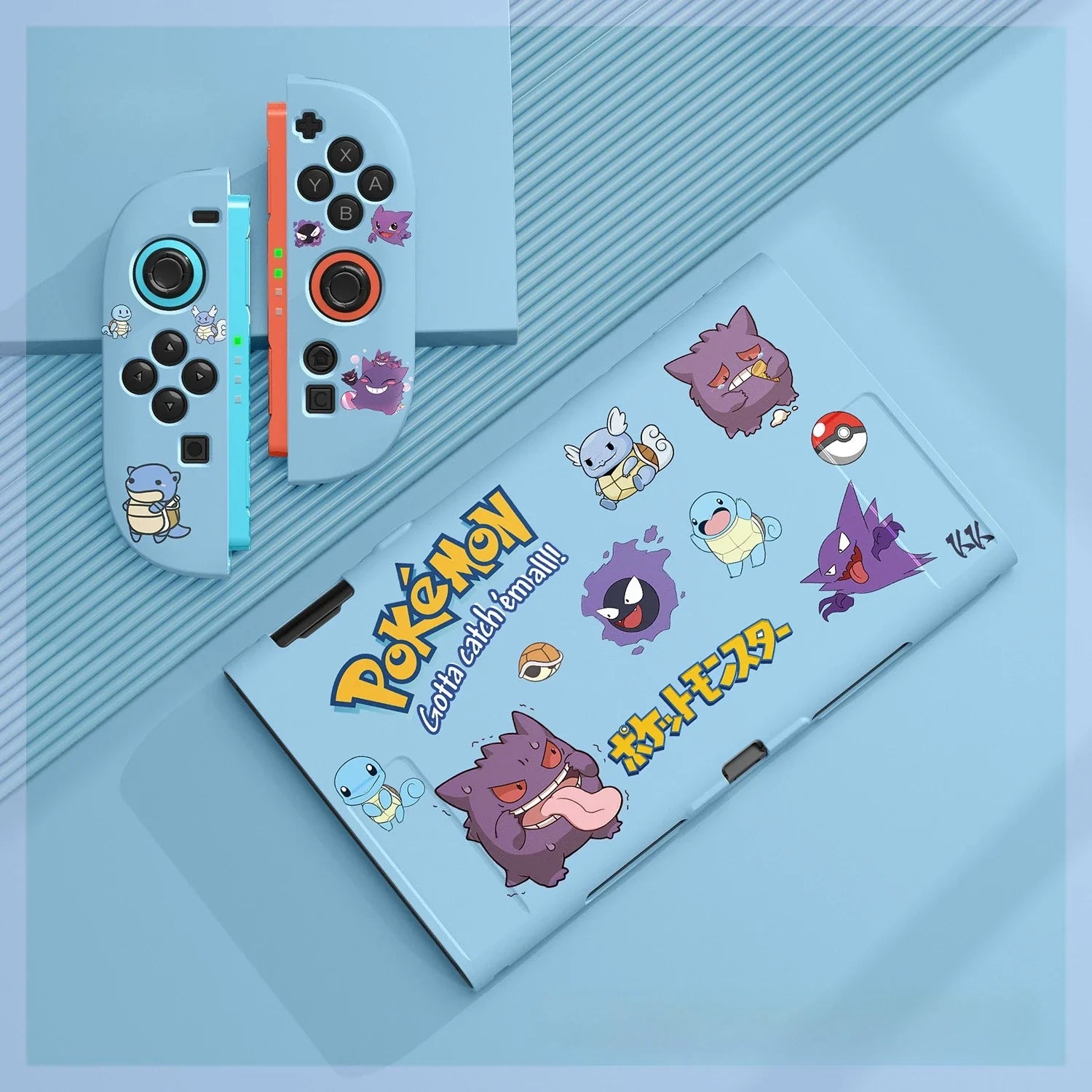 Cartoon Gengar Case for Nintendo Switch 2/NS Oled Game Console Joy-con Split Type Design Shockproof Drop Proof Protective Cover