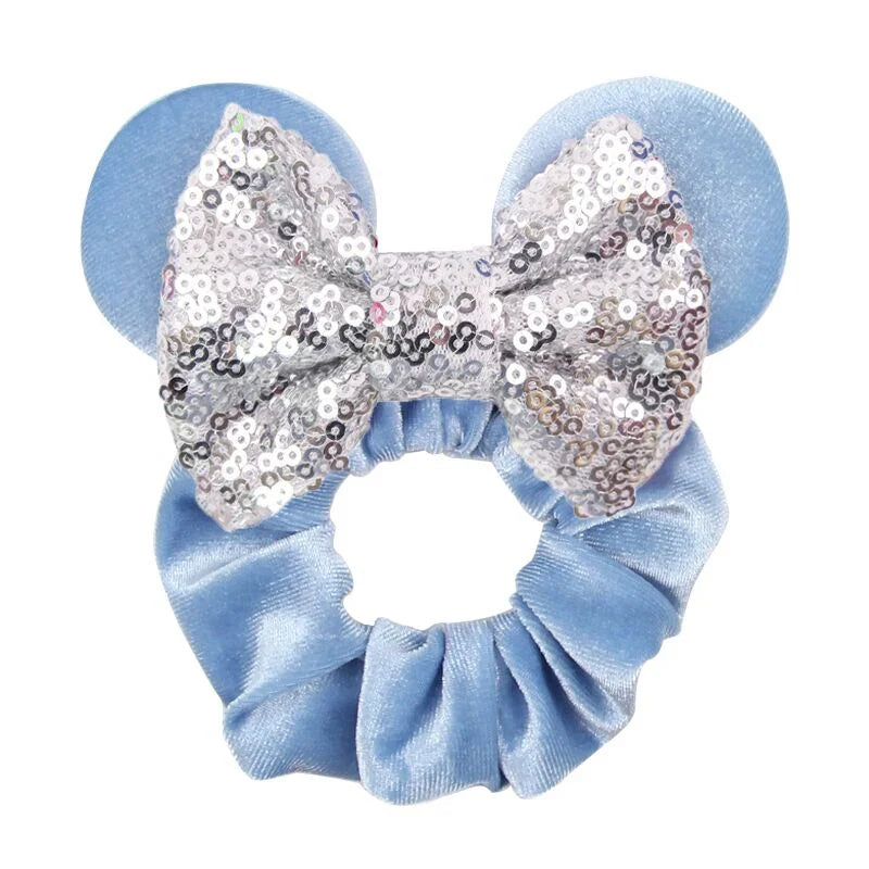 Cartoon Polka Dot Bow Hair Scrunchies Velvet Hairbands For Girls Sequins Bows Headbands Women Kids Party DIY Decoration