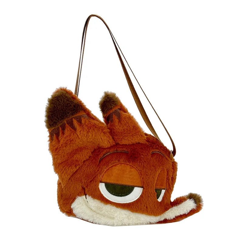 Zootopia 2 Nick Plush Cosplay Bag Large Capacity Soft Furry Shoulder Bag Daily Casual Travel Storage Purse Anime Periphery Gift