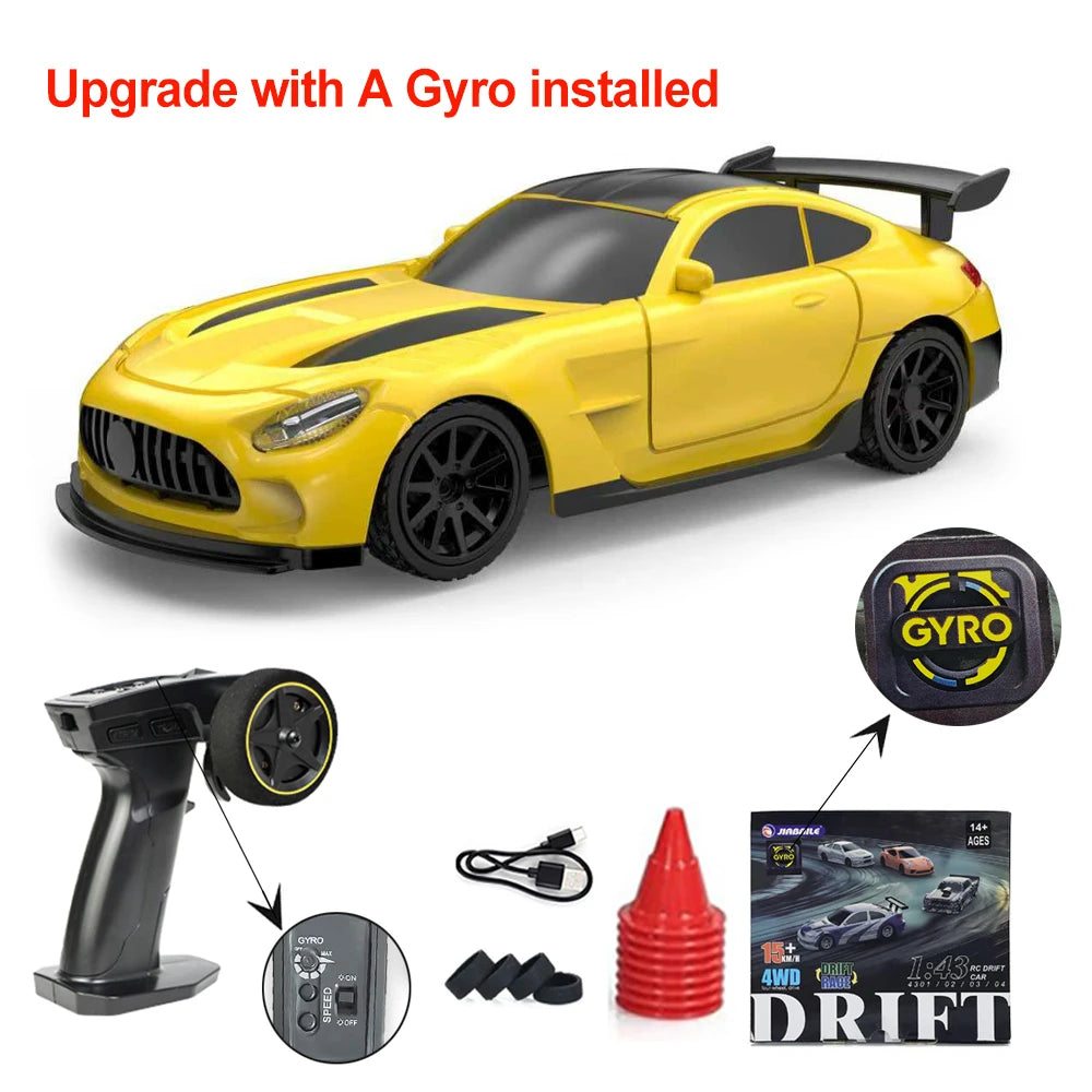 Upgraded Gyro 1/43 RC Drifting Car Racing RTR 4WD High Speed Radio Control Model 2.4G Drift Race Vehicle Mini Gifts