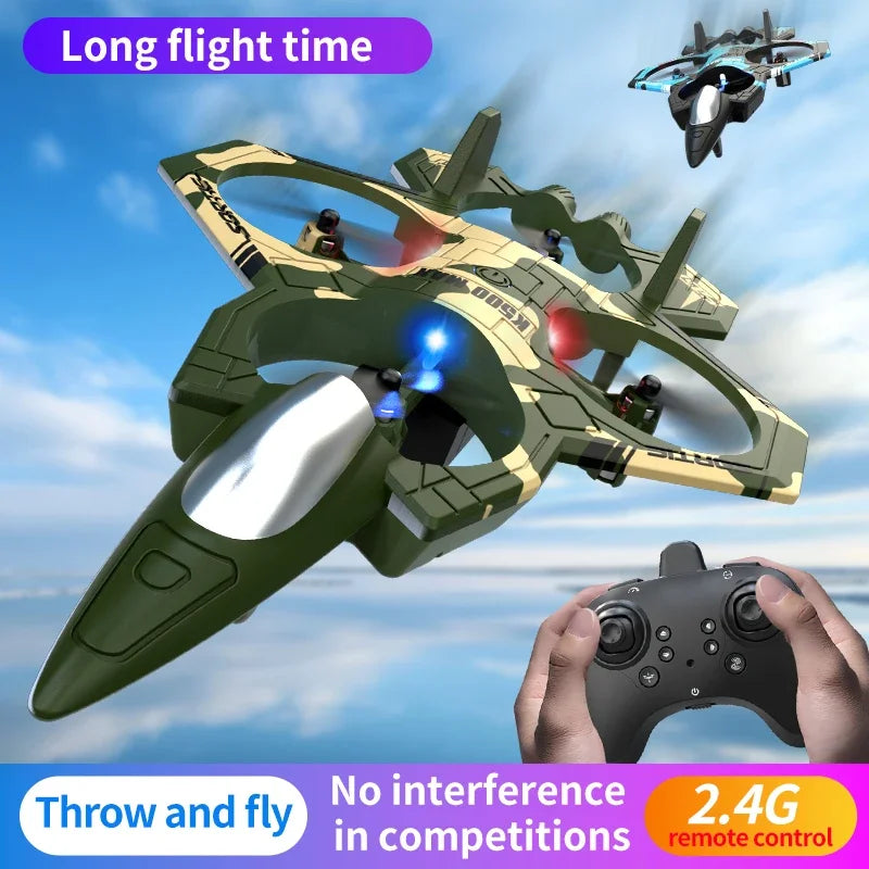 K500 MAX RC Plane Fighter 2.4G Remote Control Stunt Glider 360 ° Rolling Flight Flying EPP Foam Airplane with LED Toys