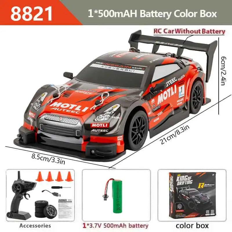 1/24 4WD RC Car 2.4G High Speed Drift Remote Control Car 20 Km/h With Led Light Radio Controlled GTR Racing Model Boy Toy Gift