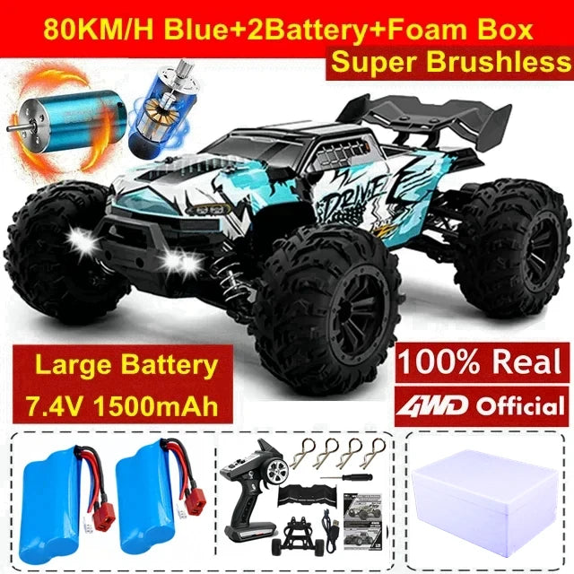 4WD Remote Control Car Off Road 4x4 RC Car High Speed Buggy Truck Super Brushless 50 or 80KM/H Fast Drift Racing Toy Gift