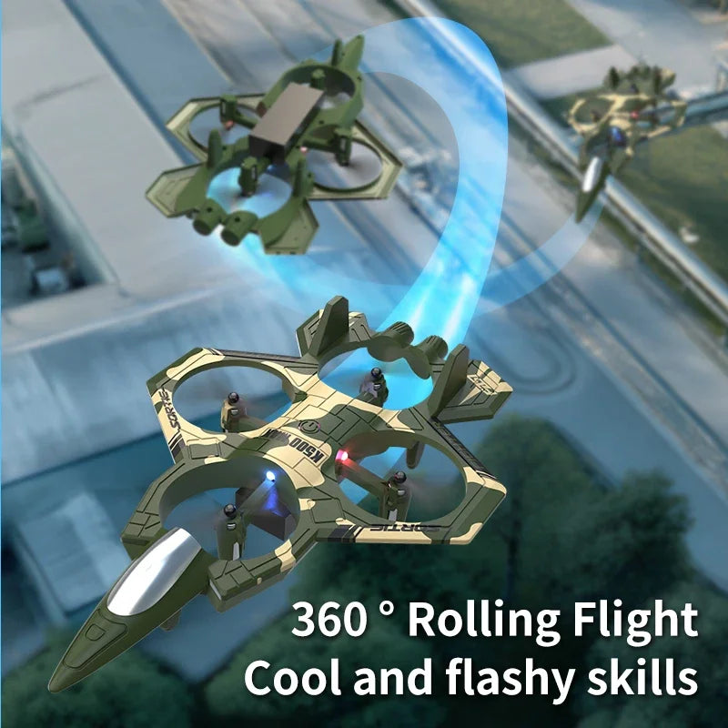 K500 MAX RC Plane Fighter 2.4G Remote Control Stunt Glider 360 ° Rolling Flight Flying EPP Foam Airplane with LED Toys