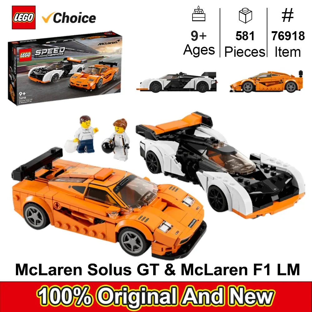 LEGO 76918 Speed Champion McLaren Solus GT & McLaren F1 LM  Toy Blocks, Present, Vehicle,  Boys and girl, Ages 9 and Up，581PCS