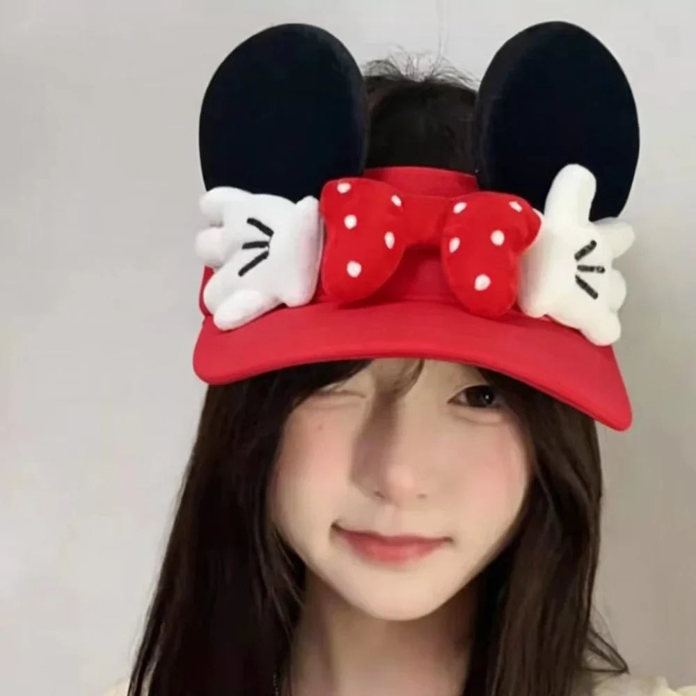 Cute Cartoon Mickey Hat Women's New Summer Fashion and Versatile Travel Sun Protection Peaked Hat Suitable for Outdoor Travel