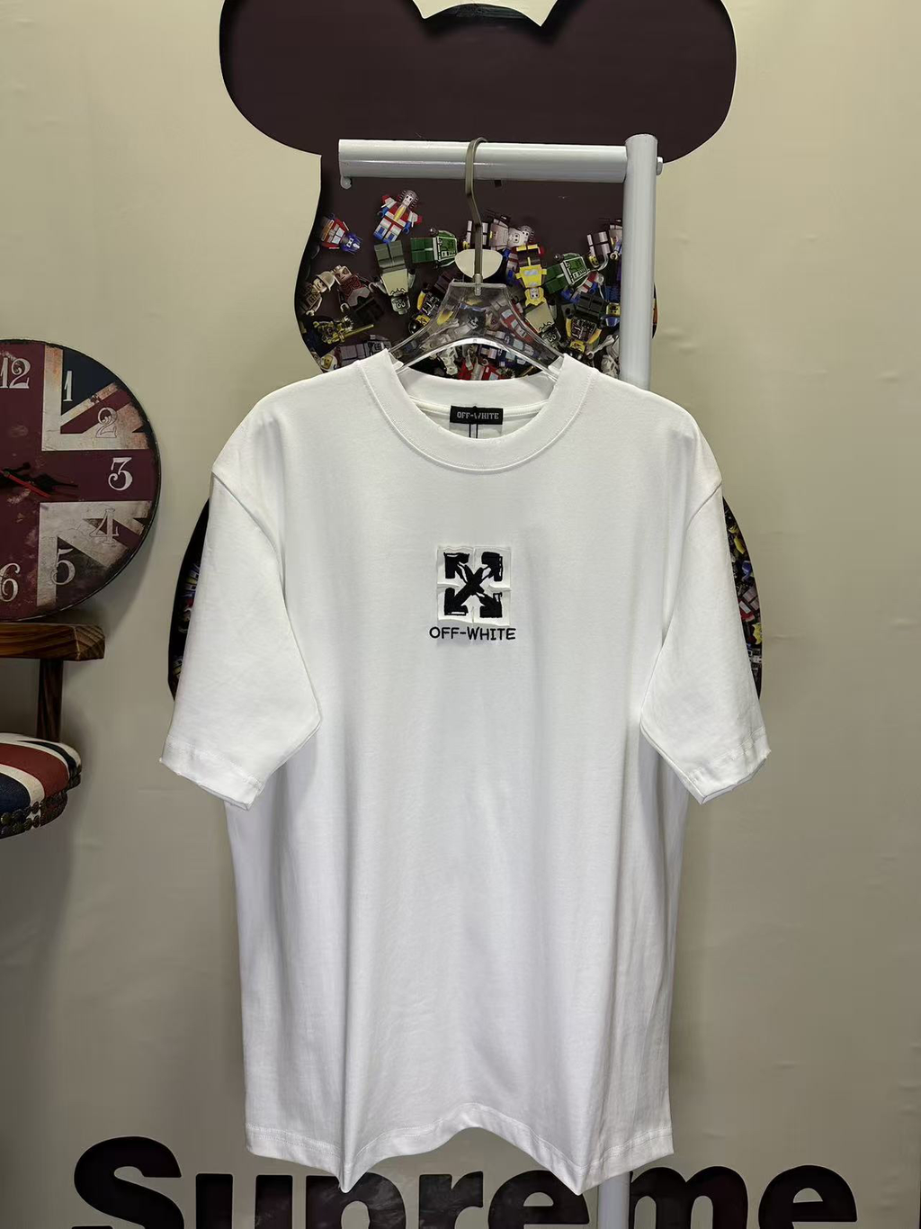 Off-White x Supreme Diagonal Arrow Graphic Crewneck T-Shirt